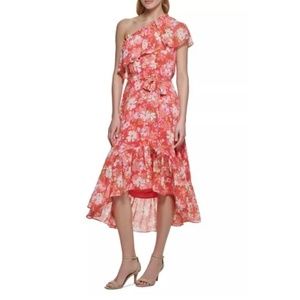 Vince Cameo Floral Print One Shoulder Ruffle Dress Size 10